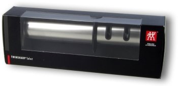 TwinSharp Select sharpener, in its plastic-covered cardboard box