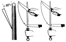 Placing the knife for its sharpening